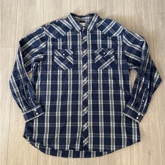 Old Navy Plaid Western Shirt Size XXL Pearl Snap Buttons Casual Cowboy Rodeo Y2K - Picture 1 of 11